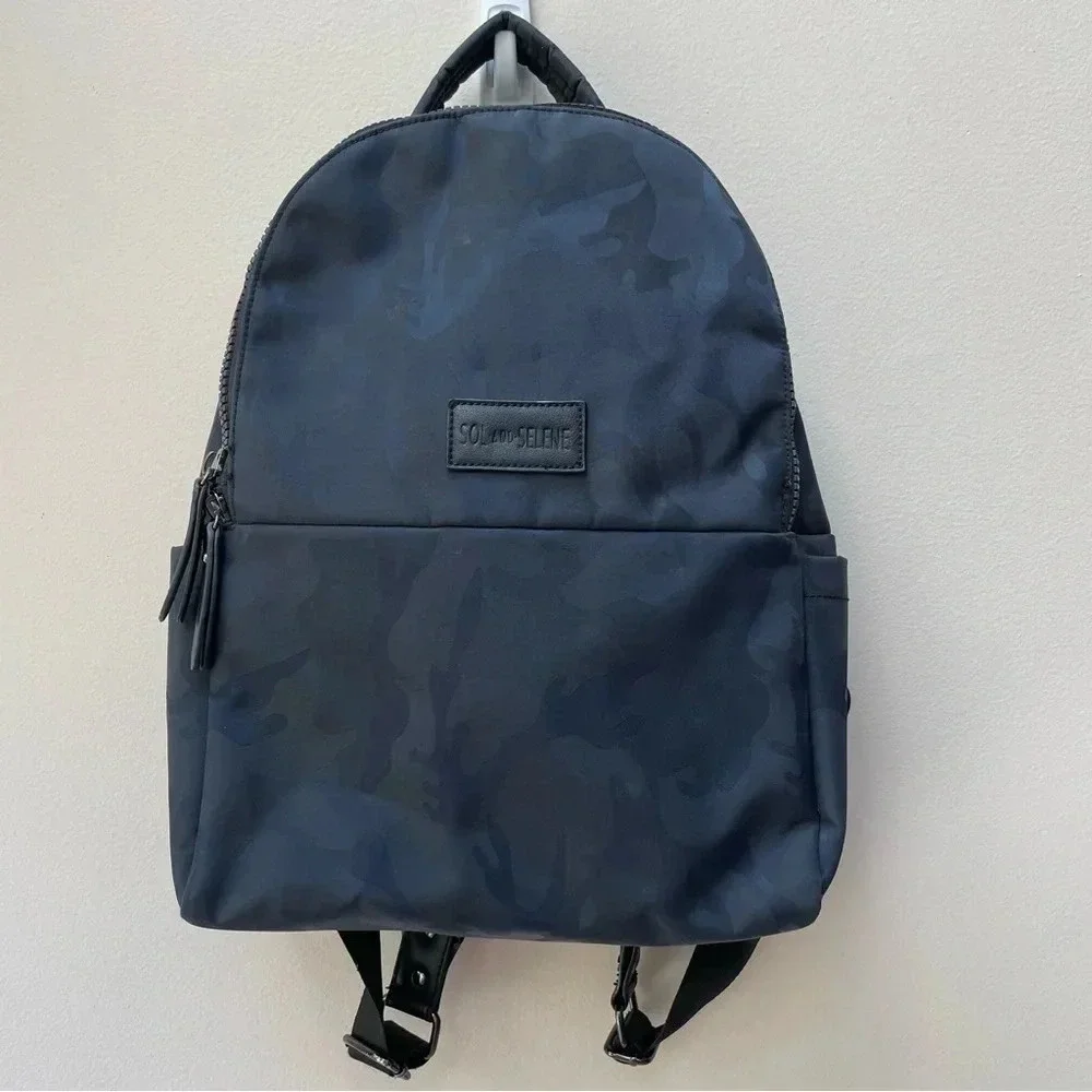 Sol and Selene Small Dark Navy Blue Camo Print Zip Around Backpack